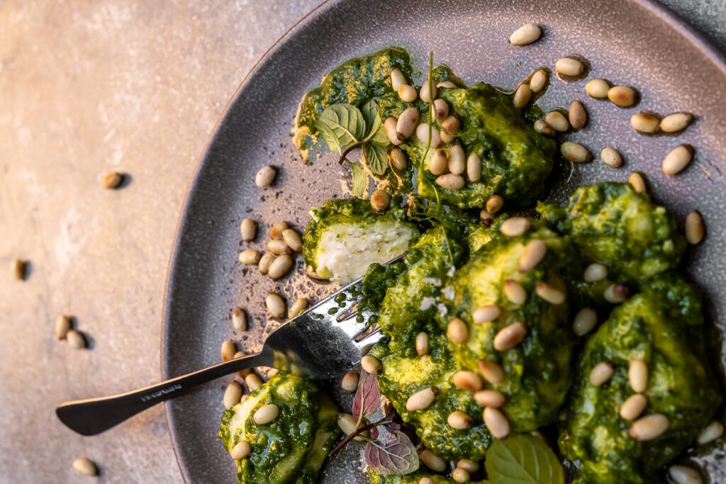 Pierogi leniwe z pesto