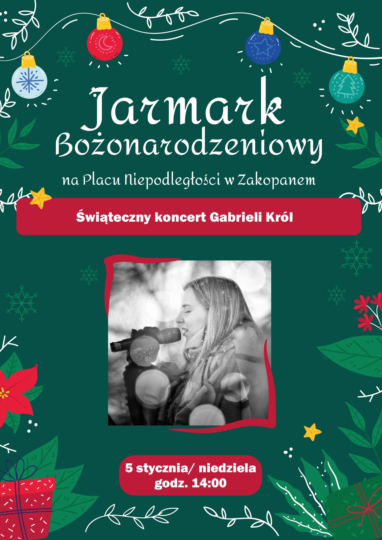 Koncert Gabrieli Król w ramach Jarmarku Bożonarodzeniowego 1 Koncert Gabrieli Król na Jarmarku Bożonarodzeniowym
