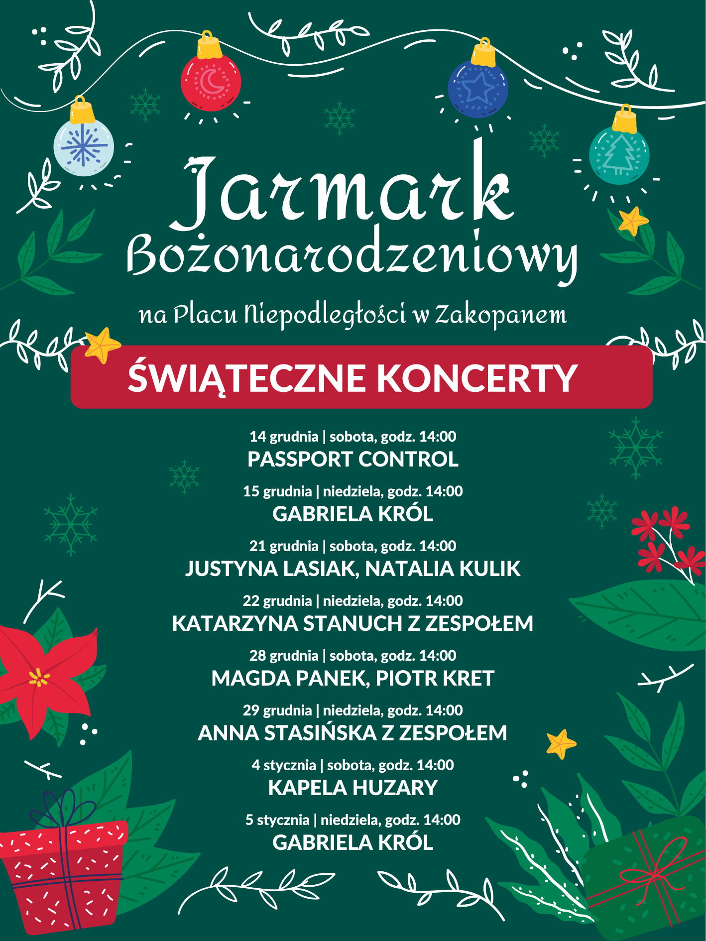 Koncerty świąteczne na Jarmarku Bożonarodzeniowym na Placu Niepodległości