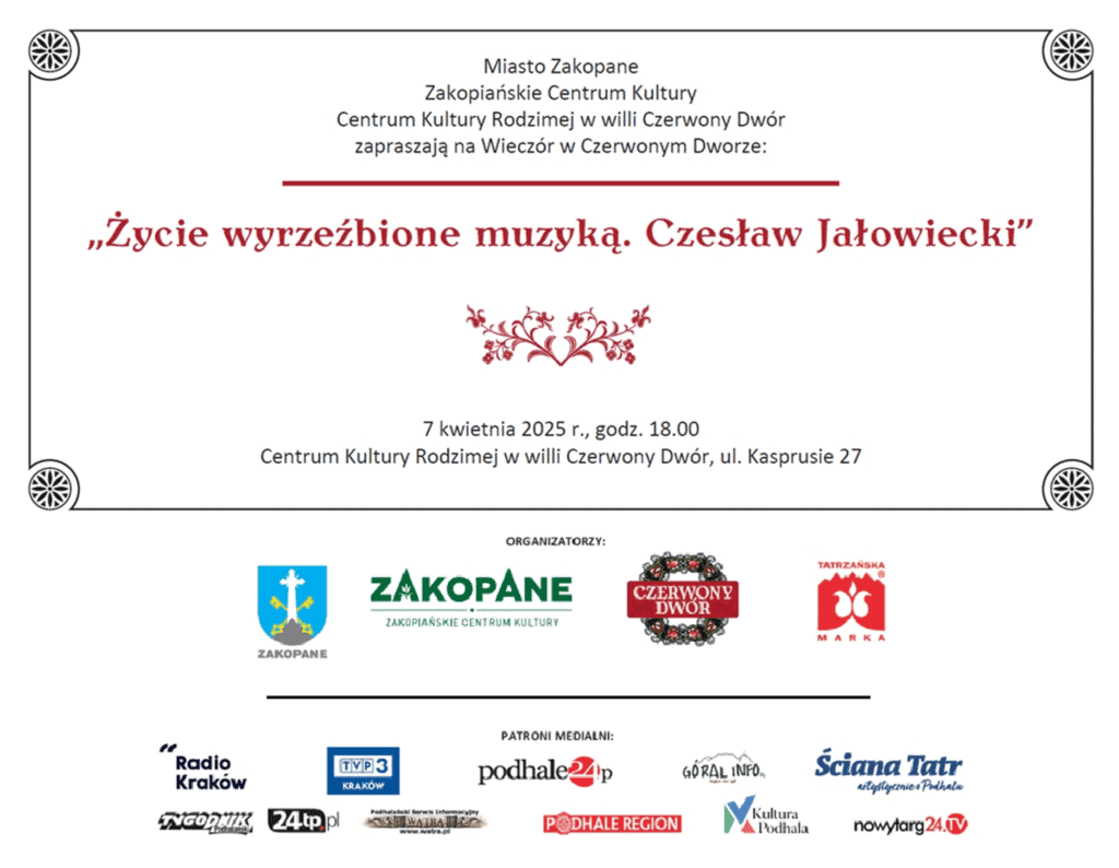 Wieczór w Czerwonym Dworze - Życie wyrzeźbione muzyką. Czesław Jałowiecki
