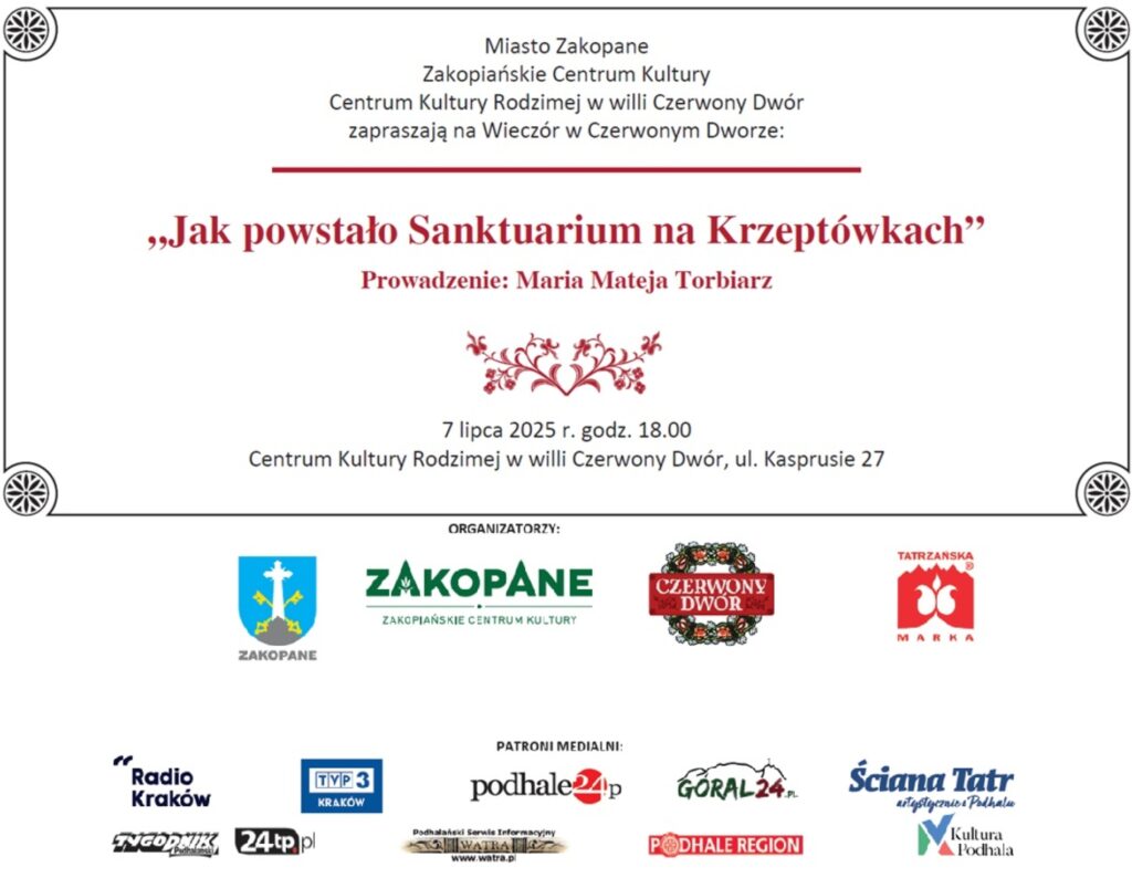 Wieczór w Czerwonym Dworze: „Jak powstało Sanktuarium na Krzeptówkach?”