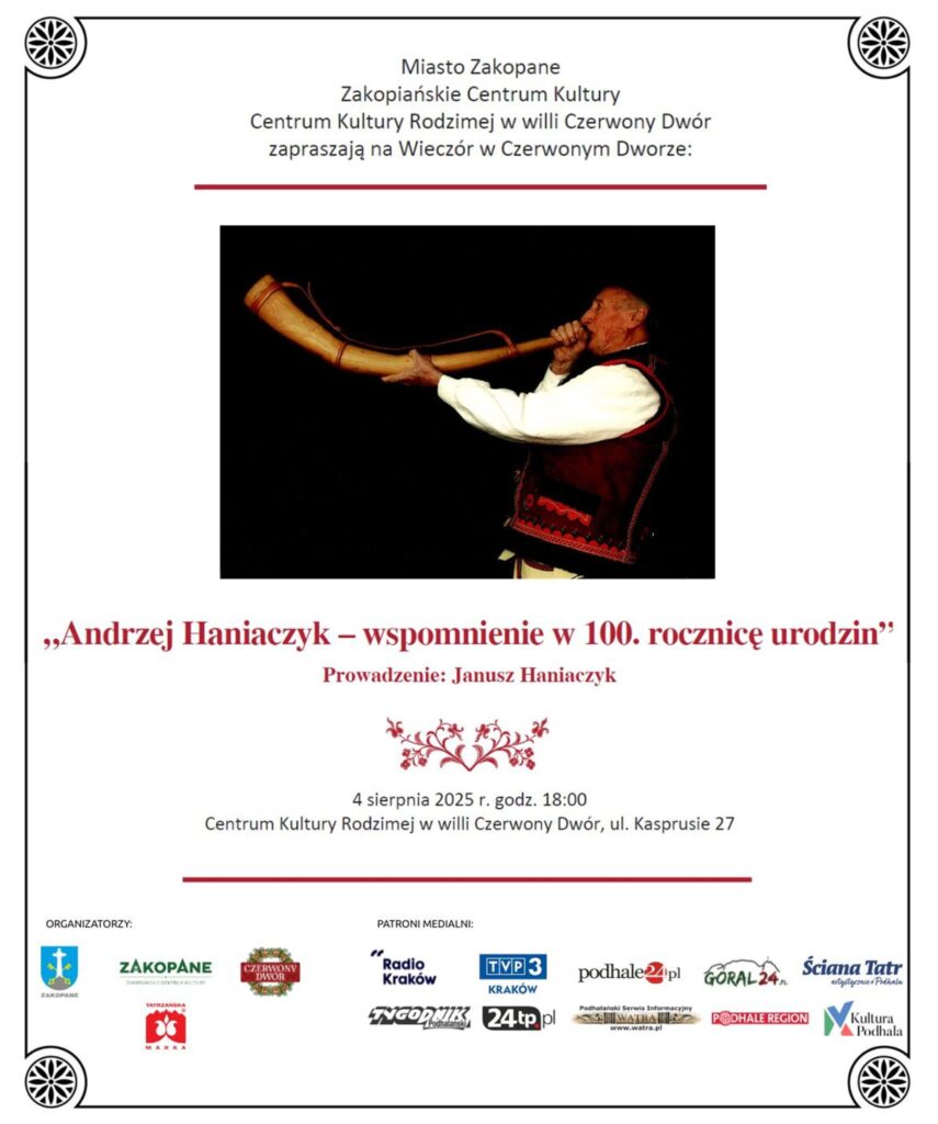Wieczór w Czerwony Dworze: „Andrzej Haniaczyk - wspomnienie w 100. rocznicę urodzin” 1 Wieczór w Czerwony Dworze: „Andrzej Haniaczyk - wspomnienie w 100. rocznicę urodzin”