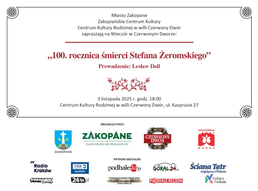 Wieczór w Czerwonym Dworze „100. rocznica śmierci Stefana Żeromskiego” 1 Wieczór w Czerwonym Dworze „100. rocznica śmierci Stefana Żeromskiego”