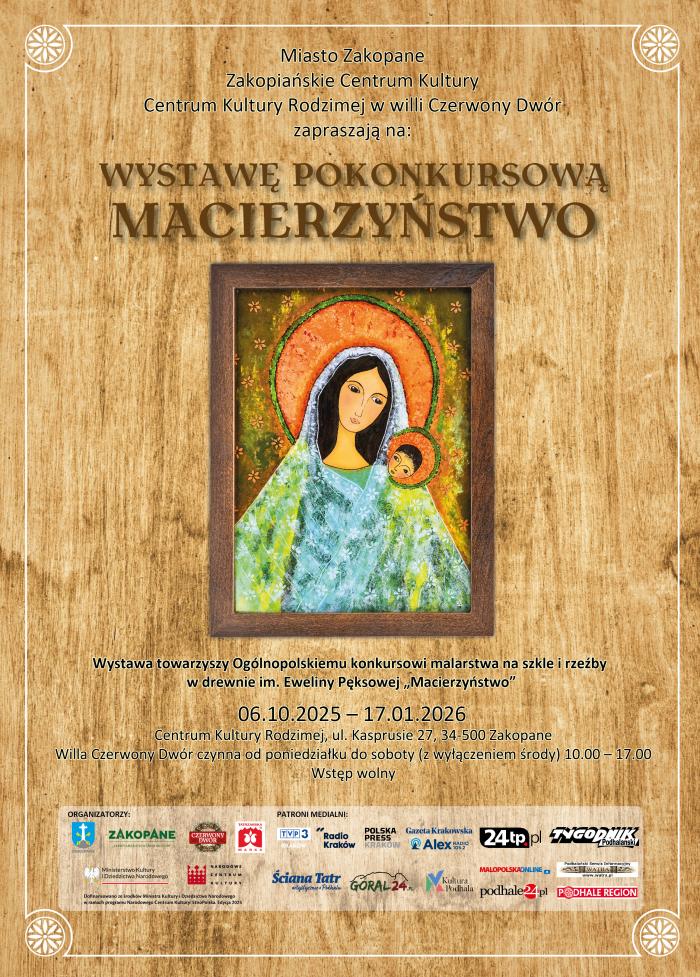 Ogłoszenie wyników Ogólnopolskiego Konkursu malarstwa na szkle i rzeźby w drewnie im. Eweliny Pęksowej oraz wernisaż wystawy „Macierzyństwo”