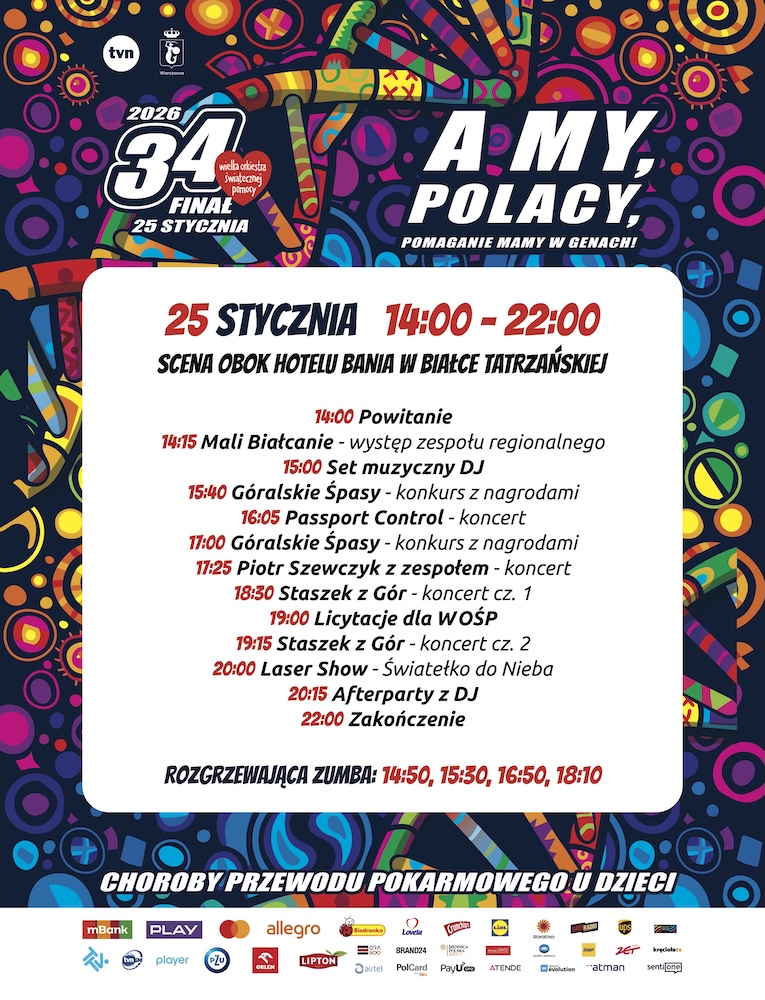 Finał 34. WOŚP w Hotelu Bania z koncertem Staszka z Gór 2 WOSP w Bialce Tatrzanskiej 2026 1