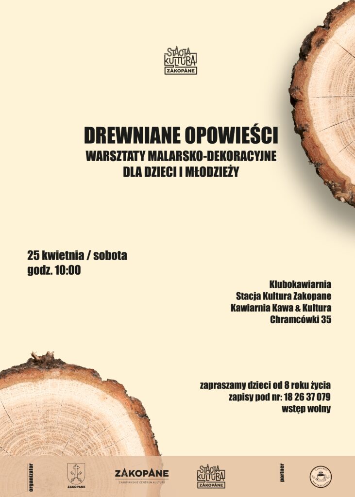 Warsztaty dla dzieci „Drewniane opowieści” 1 drewniane opowiesci plakat